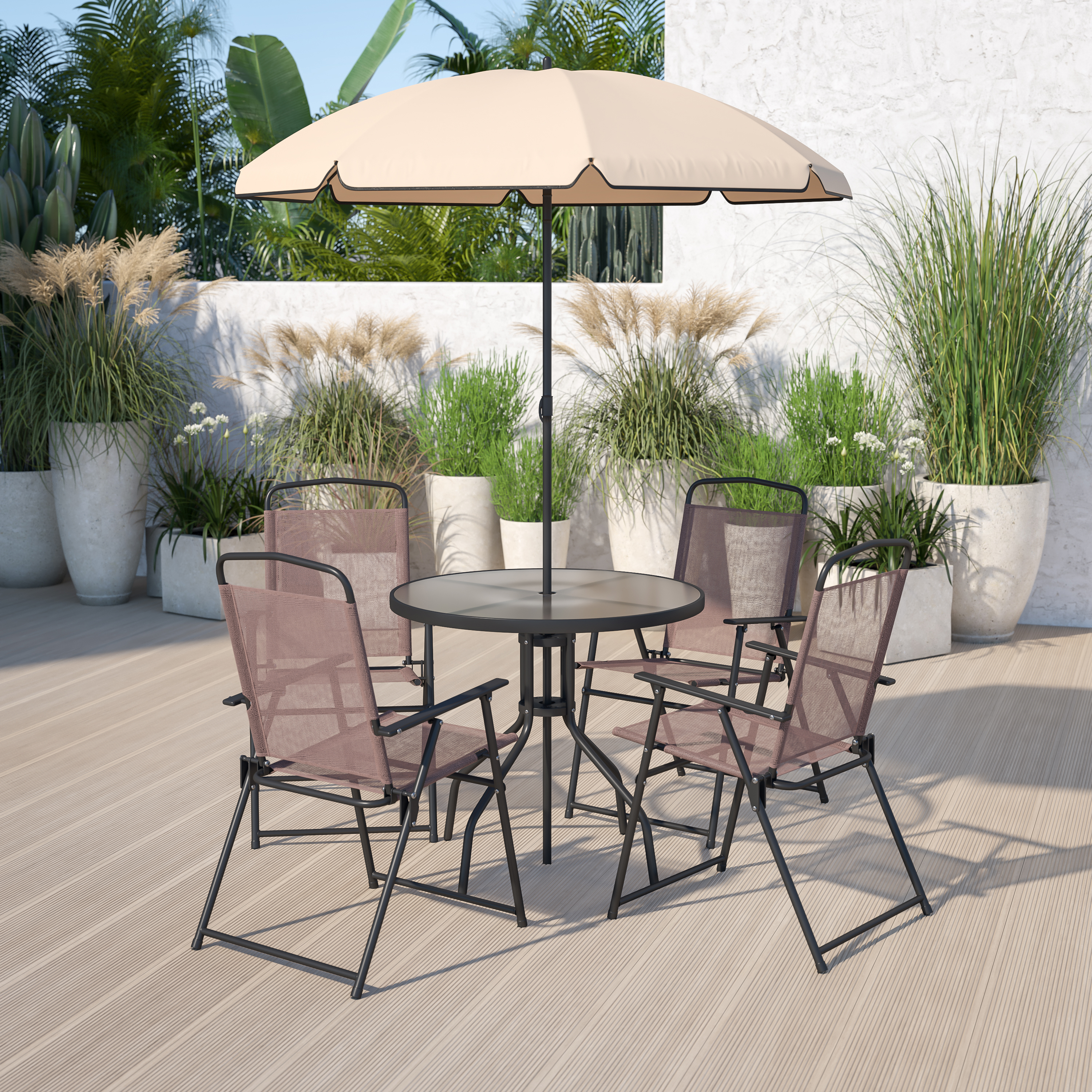 Nantucket Collection Glass Top Patio Table & Chairs